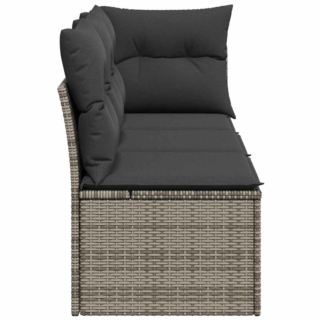 Trivietė sodo sofa su pagalvėlėmis, pilkos spalvos, poliratanas - Namų Idėja