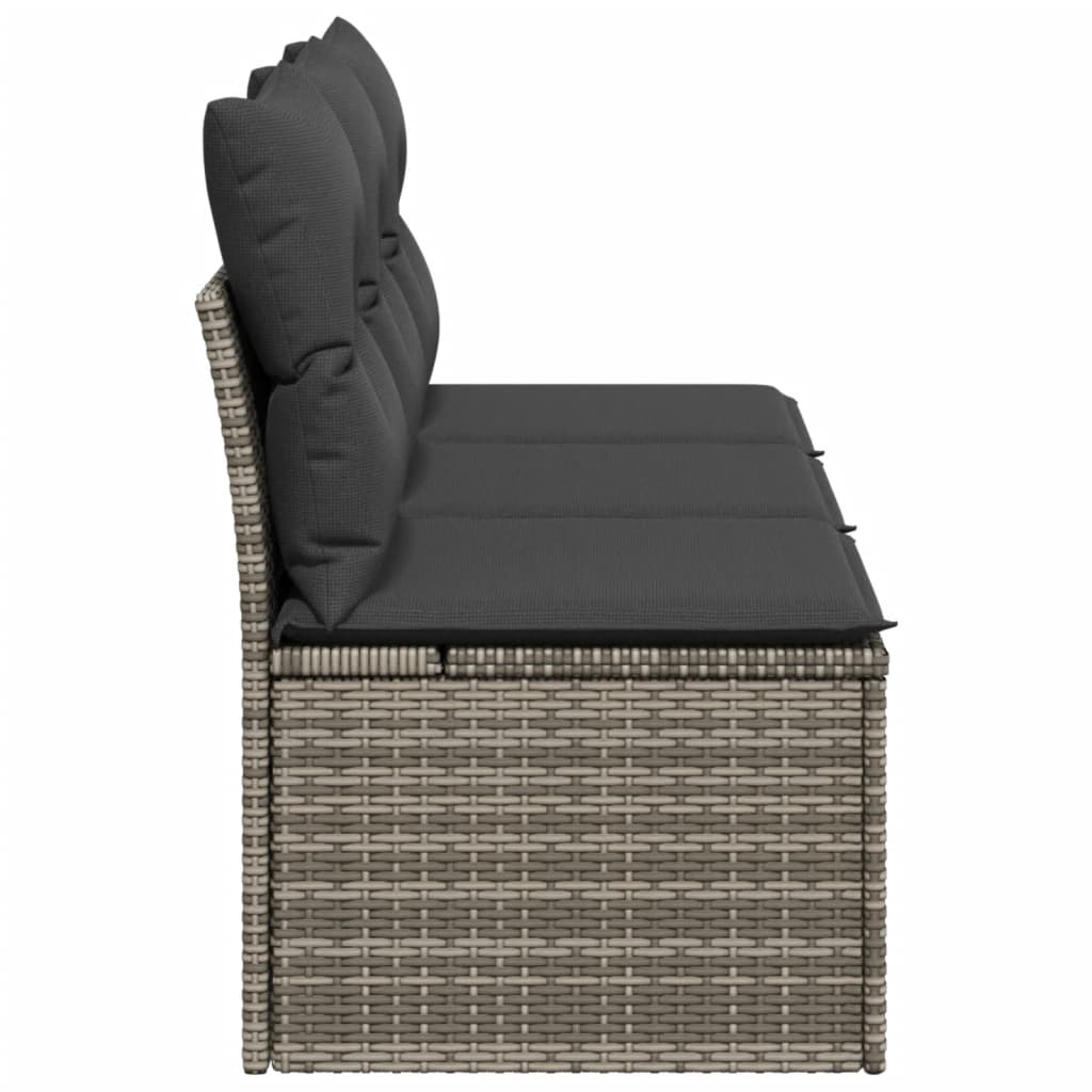 Trivietė sodo sofa su pagalvėlėmis, pilkos spalvos, poliratanas - Namų Idėja
