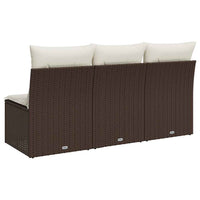 Trivietė sodo sofa su pagalvėlėmis, ruda, poliratanas - Namų Idėja