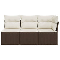 Trivietė sodo sofa su pagalvėlėmis, ruda, poliratanas - Namų Idėja
