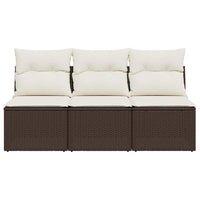 Trivietė sodo sofa su pagalvėlėmis, ruda, poliratanas - Namų Idėja