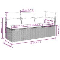 Trivietė sodo sofa su pagalvėlėmis, ruda, poliratanas - Namų Idėja