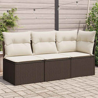 Trivietė sodo sofa su pagalvėlėmis, ruda, poliratanas - Namų Idėja