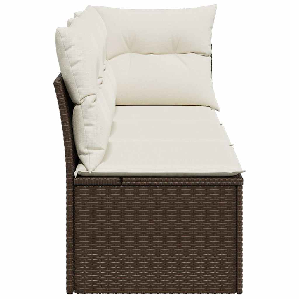 Trivietė sodo sofa su pagalvėlėmis, ruda, poliratanas - Namų Idėja