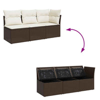 Trivietė sodo sofa su pagalvėlėmis, ruda, poliratanas - Namų Idėja