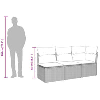Trivietė sodo sofa su pagalvėlėmis, smėlio spalvos, poliratanas - Namų Idėja
