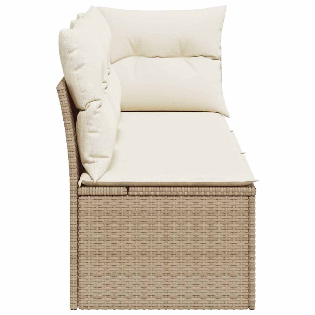 Trivietė sodo sofa su pagalvėlėmis, smėlio spalvos, poliratanas - Namų Idėja