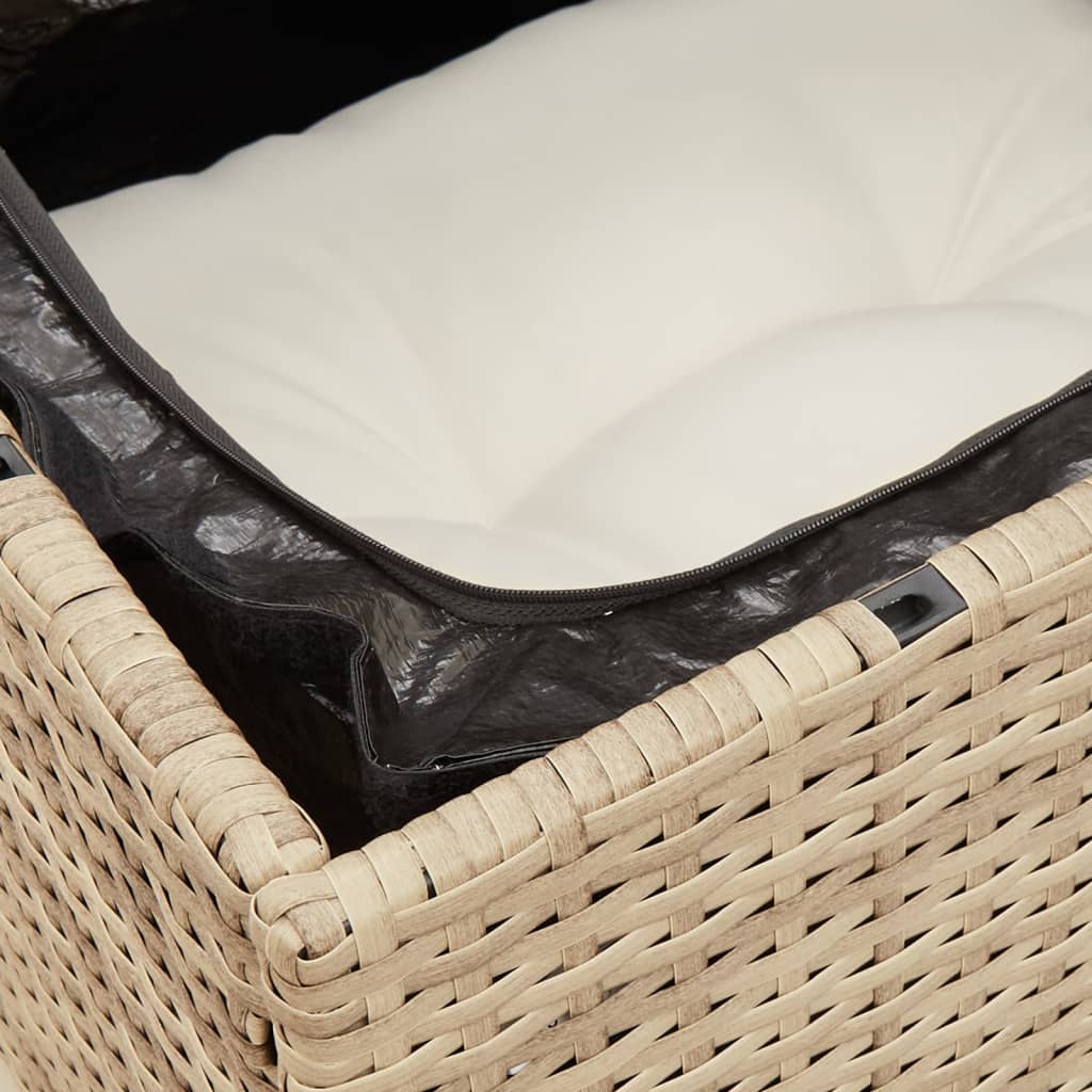 Trivietė sodo sofa su pagalvėlėmis, smėlio spalvos, poliratanas - Namų Idėja