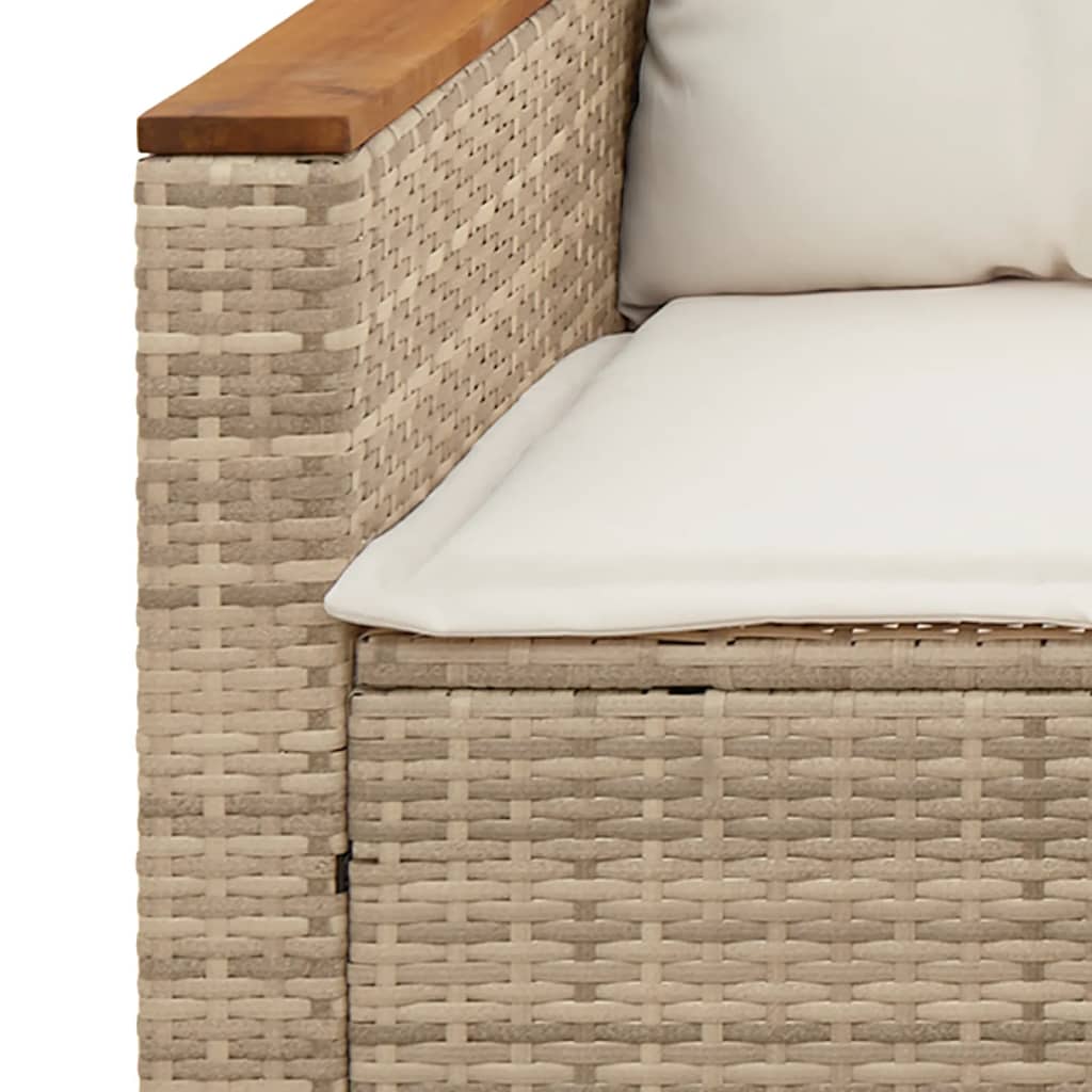 Trivietė sodo sofa su pagalvėlėmis, smėlio spalvos, poliratanas - Namų Idėja