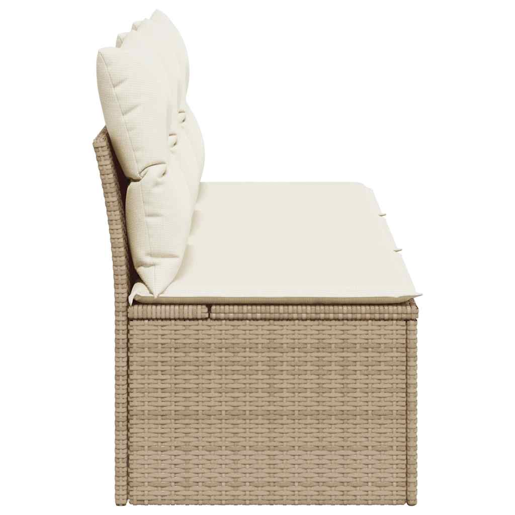 Trivietė sodo sofa su pagalvėlėmis, smėlio spalvos, poliratanas - Namų Idėja
