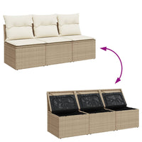 Trivietė sodo sofa su pagalvėlėmis, smėlio spalvos, poliratanas - Namų Idėja