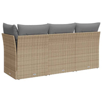 Trivietė sodo sofa su pagalvėlėmis, smėlio spalvos, poliratanas - Namų Idėja