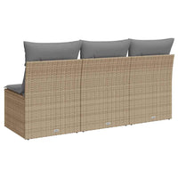 Trivietė sodo sofa su pagalvėlėmis, smėlio spalvos, poliratanas - Namų Idėja