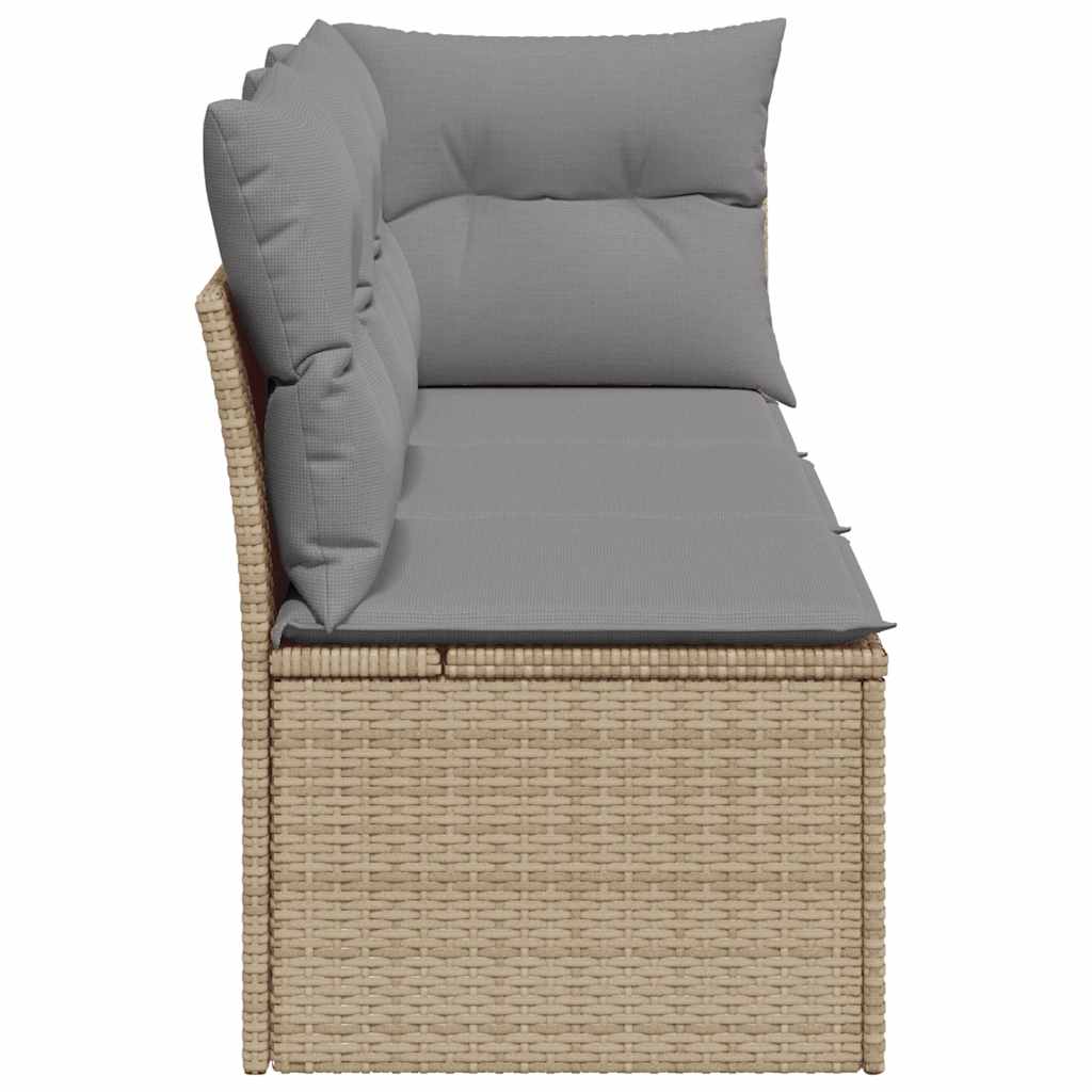 Trivietė sodo sofa su pagalvėlėmis, smėlio spalvos, poliratanas - Namų Idėja