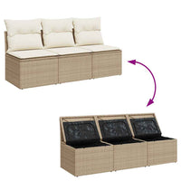 Trivietė sodo sofa su pagalvėlėmis, smėlio spalvos, poliratanas - Namų Idėja
