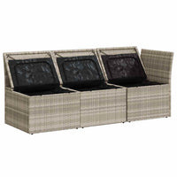 Trivietė sodo sofa su pagalvėlėmis, šviesiai pilka, poliratanas - Namų Idėja