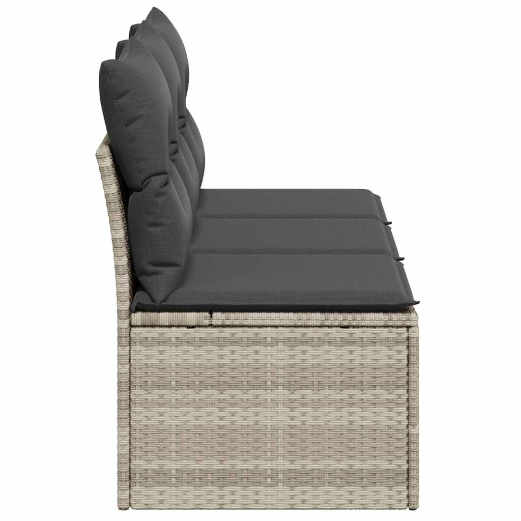 Trivietė sodo sofa su pagalvėlėmis, šviesiai pilka, poliratanas - Namų Idėja