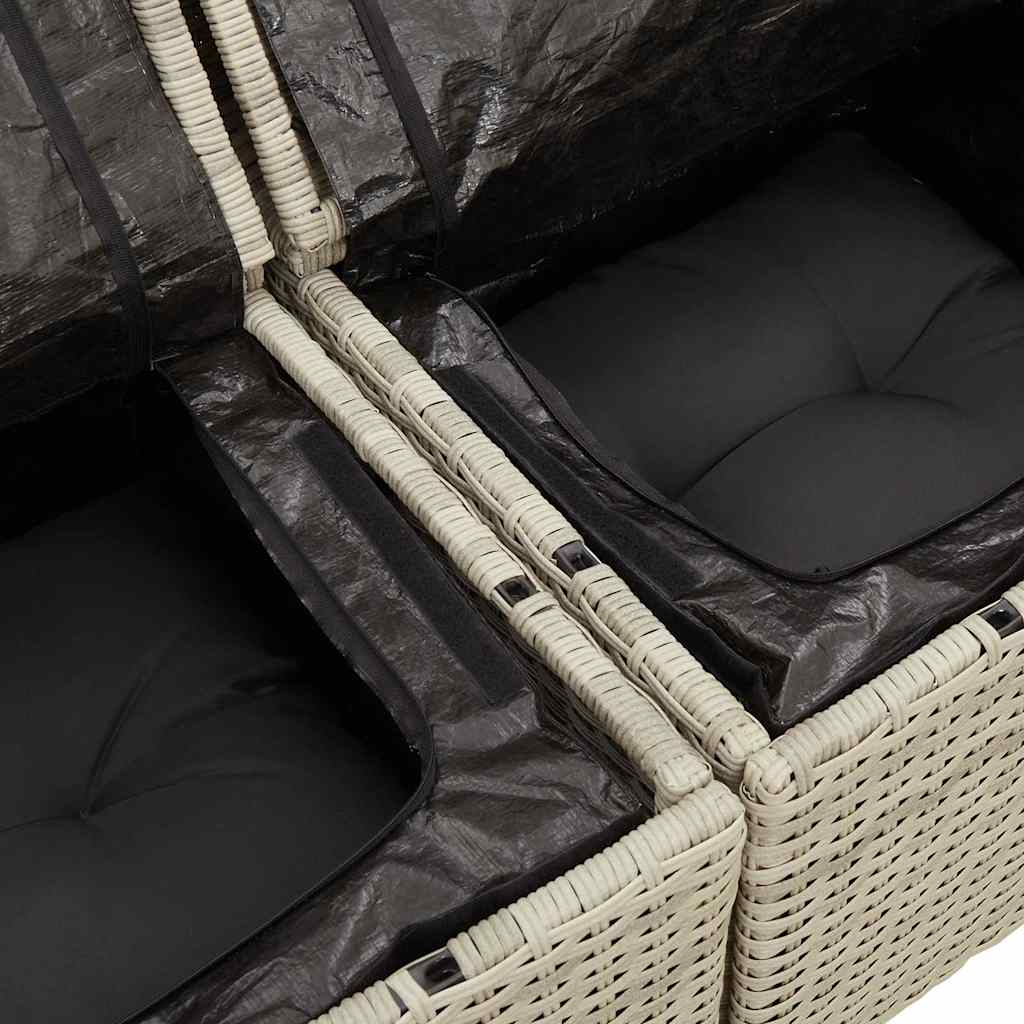 Trivietė sodo sofa su pagalvėlėmis, šviesiai pilka, poliratanas - Namų Idėja