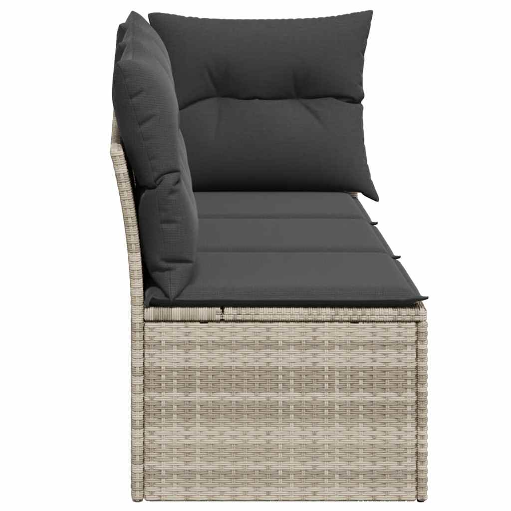 Trivietė sodo sofa su pagalvėlėmis, šviesiai pilka, poliratanas - Namų Idėja