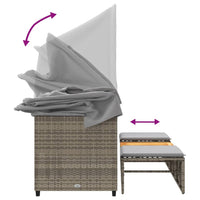 Trivietė sodo sofa su skliautu/taburetėmis, pilka, poliratanas - Namų Idėja