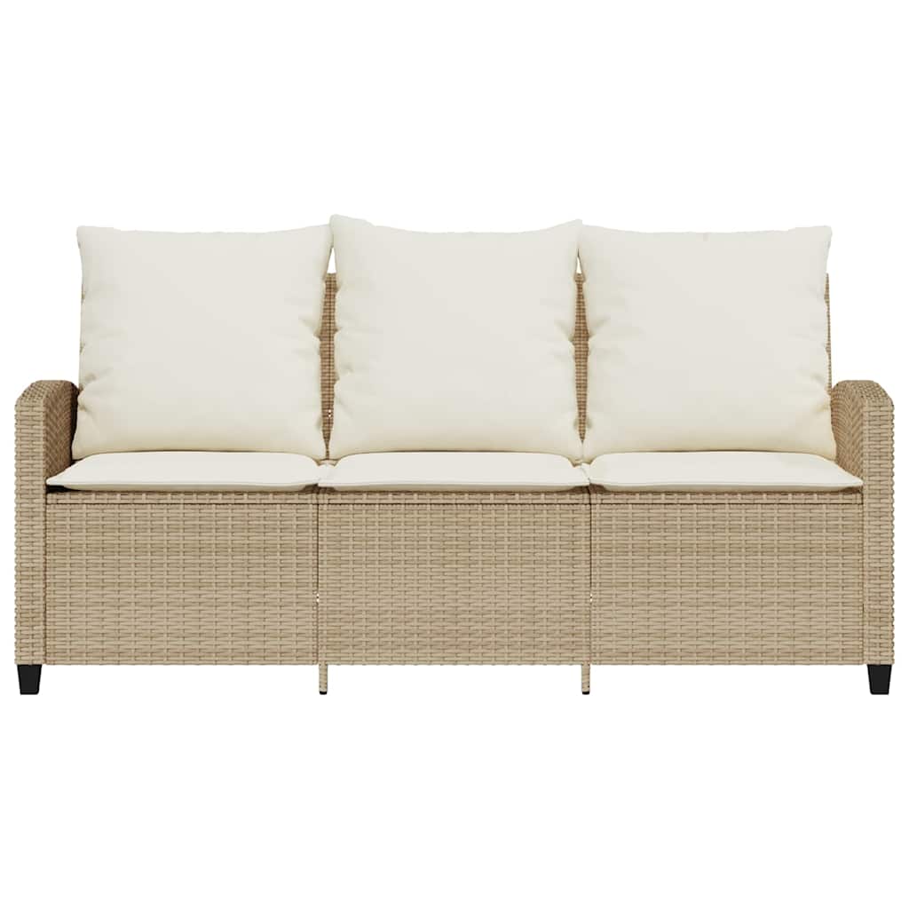 Trivietė sodo sofa su staliuku ir pagalvėlėmis, smėlio spalvos - Namų Idėja