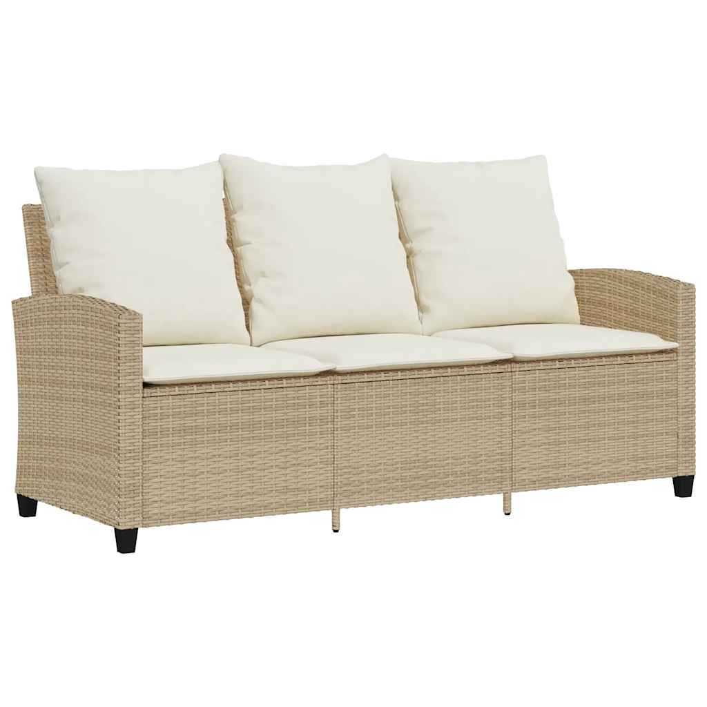 Trivietė sodo sofa su staliuku ir pagalvėlėmis, smėlio spalvos - Namų Idėja