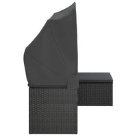 Trivietė sodo sofa su stogeliu ir pakoja, juoda, poliratanas - Namų Idėja