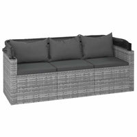 Trivietė sodo sofa su stogeliu ir pakoja, pilka, poliratanas - Namų Idėja
