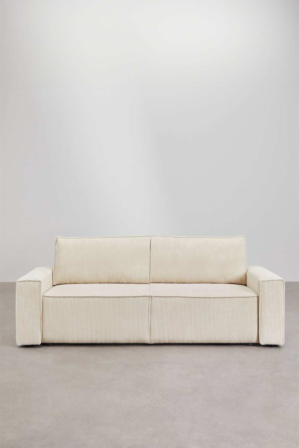 Trivietė sofa TAMLO su miegama funkcija, štruksas, kreminė