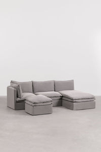 Modulinė sofa GREJSA – bendras vaizdas, tamsiai pilkas audinys linas