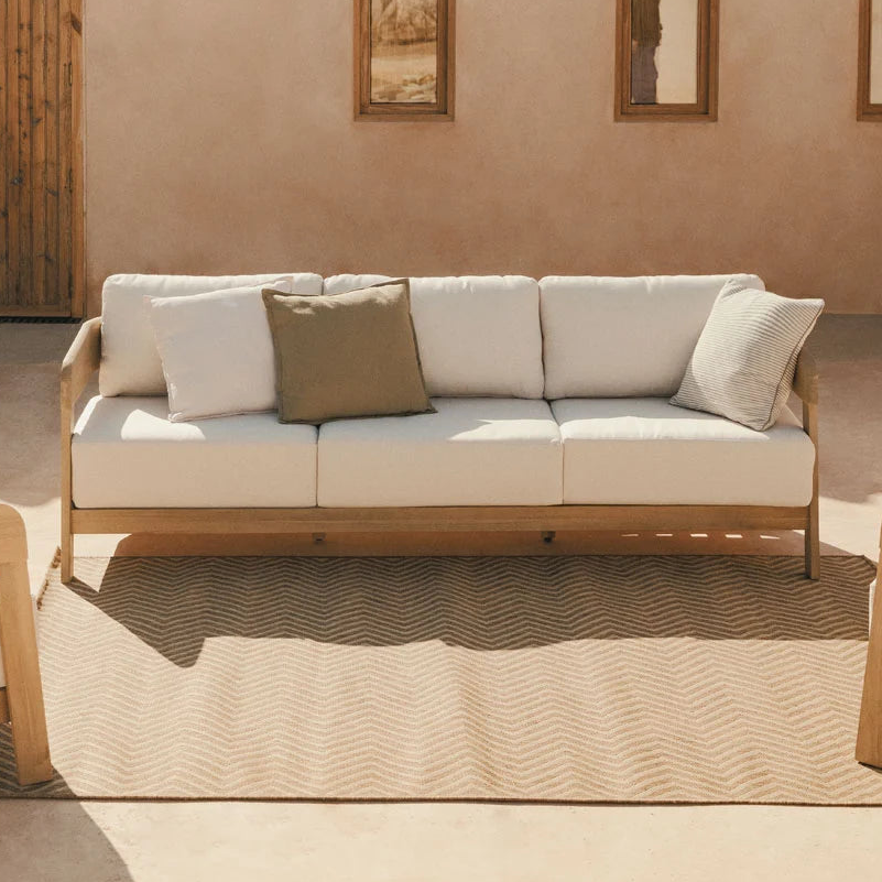 Three-seater outdoor sofa ULENO, light acacia