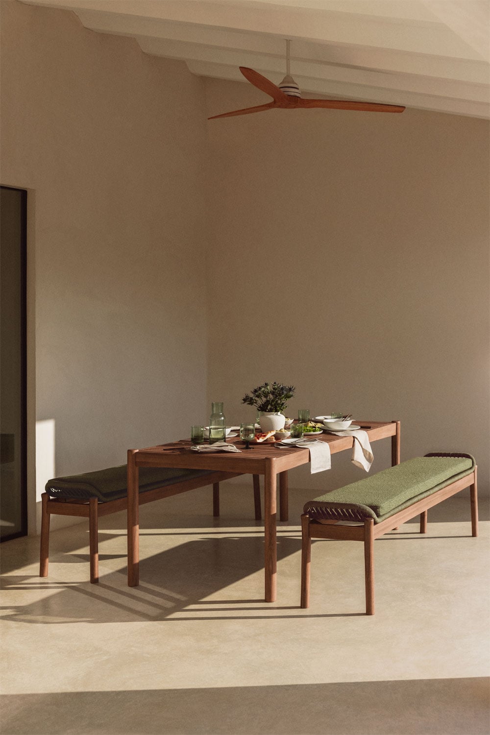 Outdoor furniture set KARVIA, rope, acacia brown