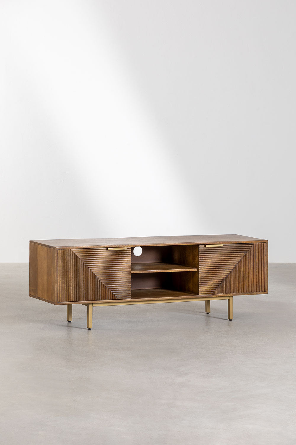 TV spintelė BORKU, mango medis, žalvario detalės 150 cm