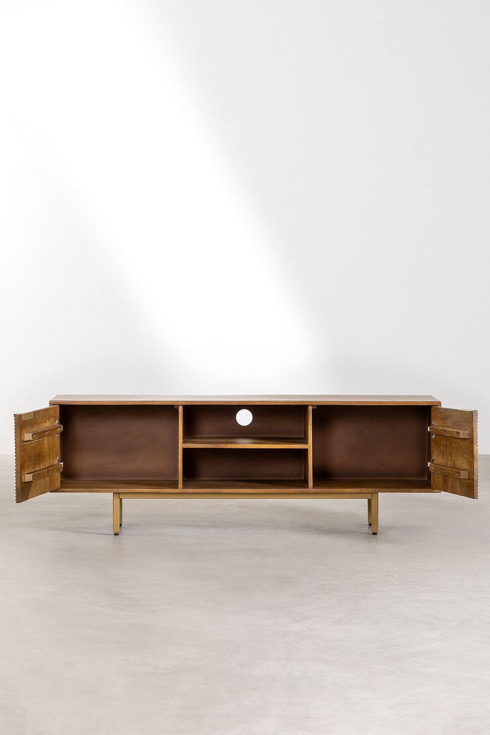 TV spintelė BORKU, mango medis, žalvario detalės 150 cm