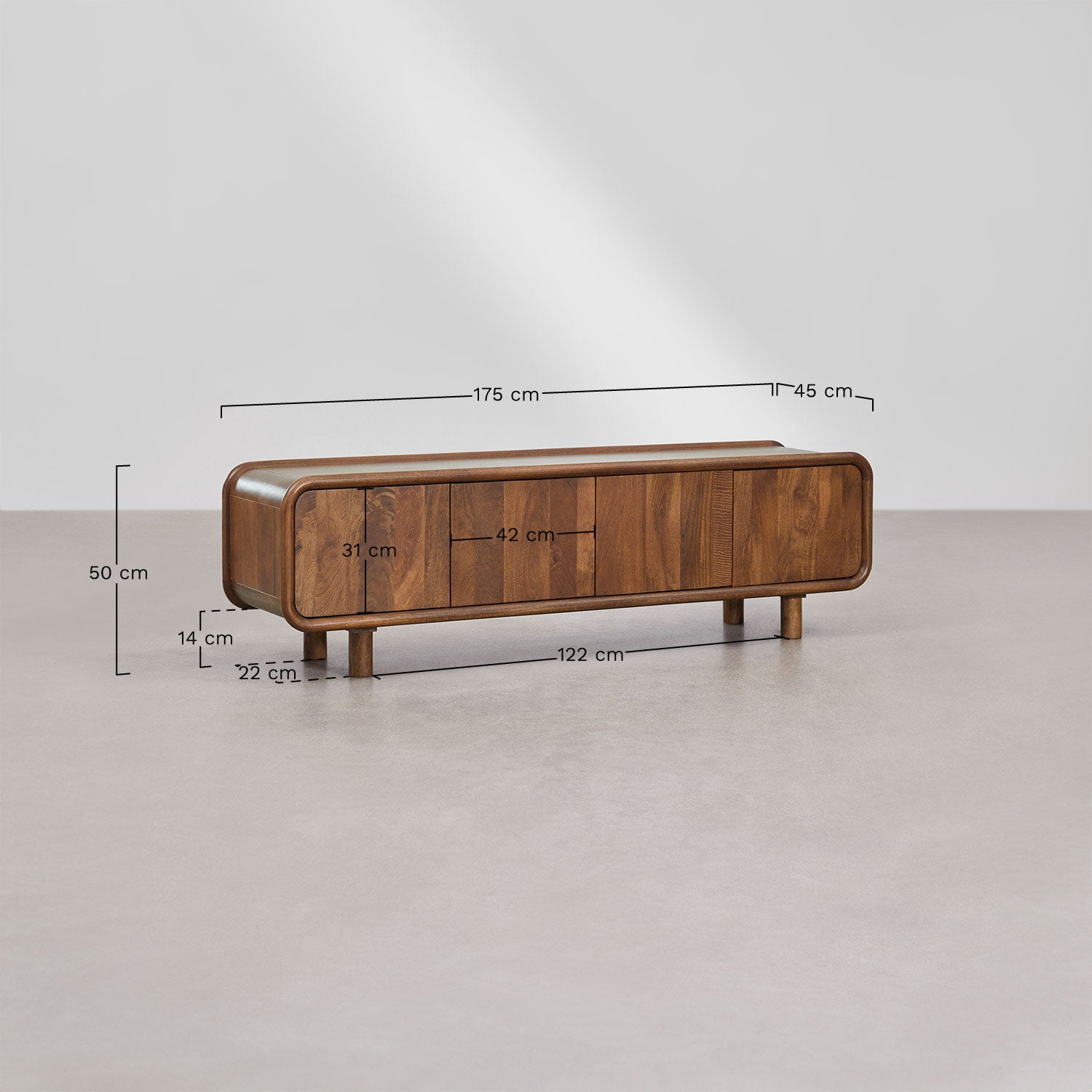 TV skapītis GITA, 175x43 cm, mango koks