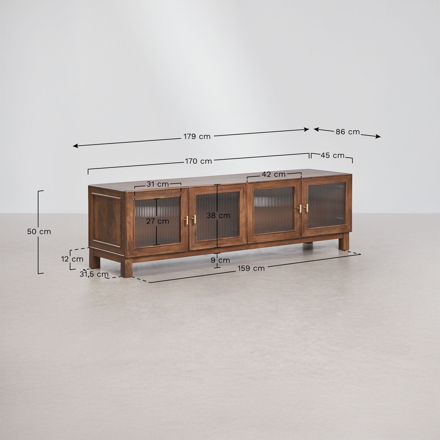 TV spintelė IVANA, 170x45 cm, juodas