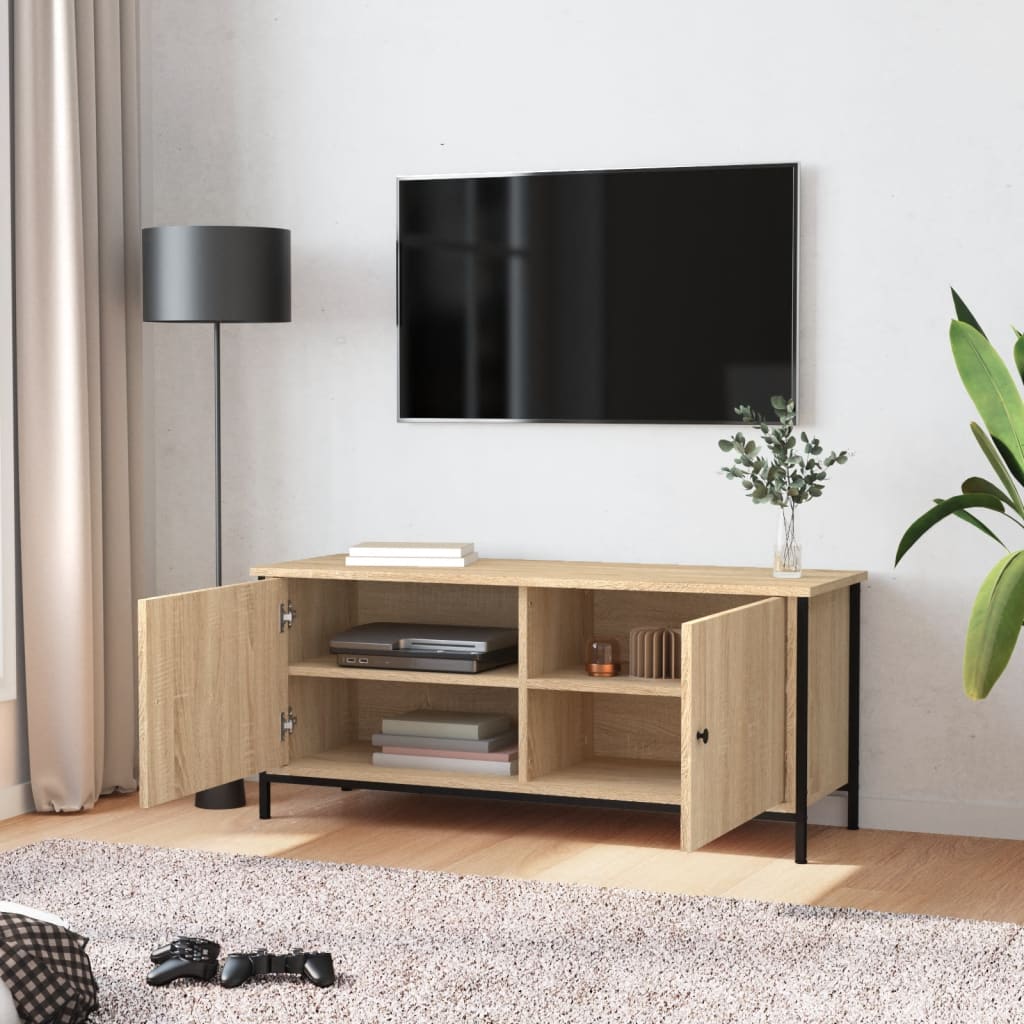 TV spintelė su durelėmis, ąžuolo, 102x35x45cm, apdirbta mediena - Namų Idėja