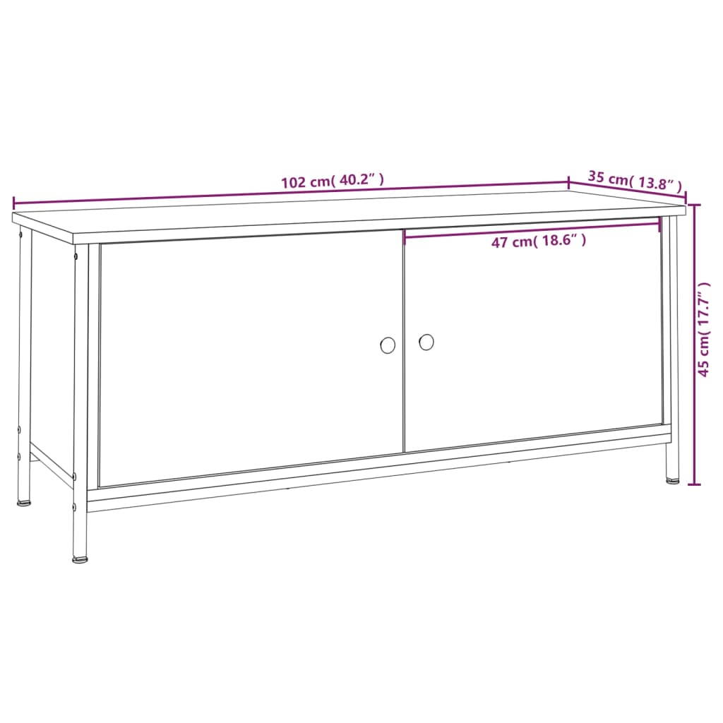 TV spintelė su durelėmis, dūminio ąžuolo, 102x35x45cm, mediena - Namų Idėja