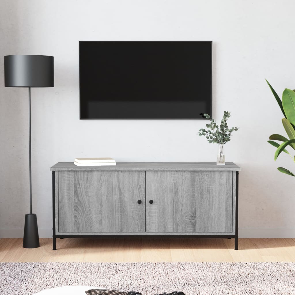 TV spintelė su durelėmis, pilka ąžuolo, 102x35x45cm, mediena - Namų Idėja