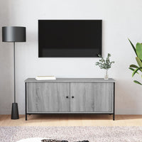 TV spintelė su durelėmis, pilka ąžuolo, 102x35x45cm, mediena - Namų Idėja