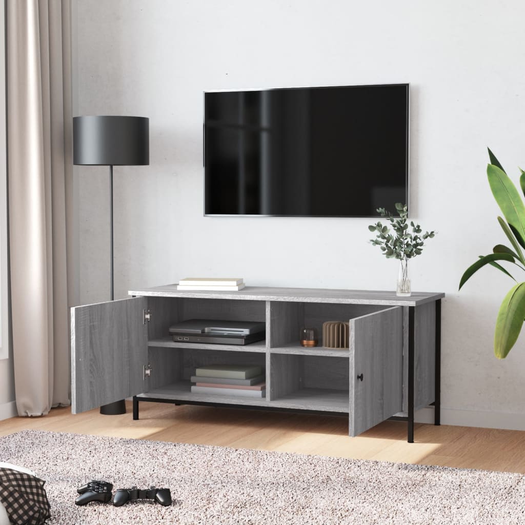 TV spintelė su durelėmis, pilka ąžuolo, 102x35x45cm, mediena - Namų Idėja