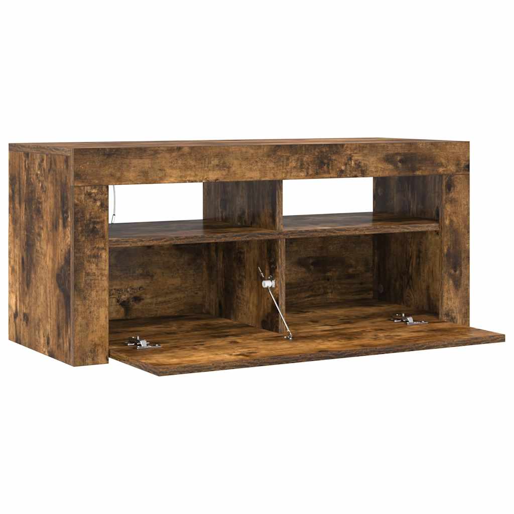 TV spintelė su LED apšvietimu, dūminio ąžuolo, 90x35x40cm - Namų Idėja