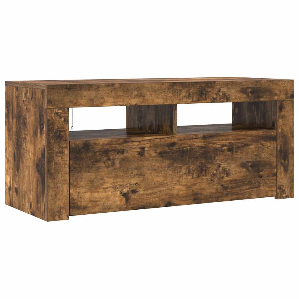 TV spintelė su LED apšvietimu, dūminio ąžuolo, 90x35x40cm - Namų Idėja