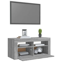 TV spintelė su LED apšvietimu, pilka ąžuolo, 90x35x40cm - Namų Idėja