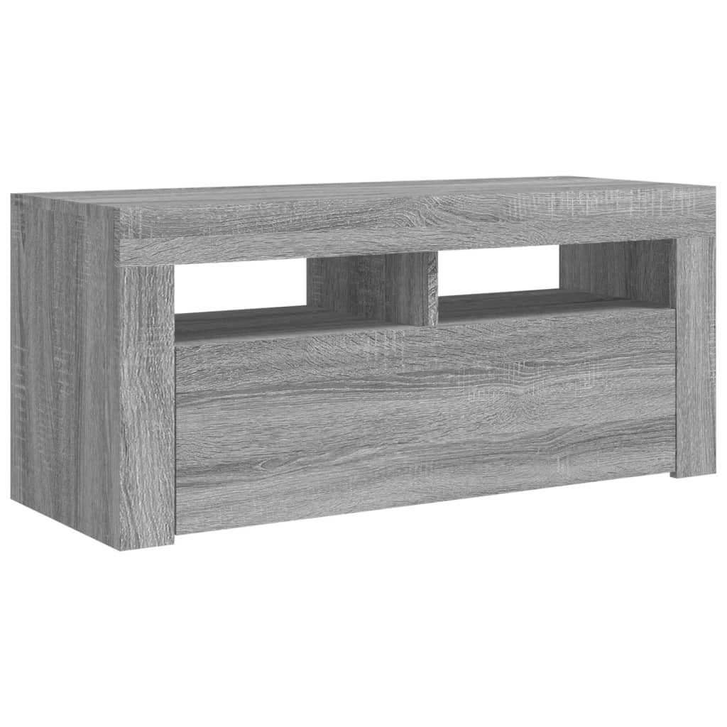 TV spintelė su LED apšvietimu, pilka ąžuolo, 90x35x40cm - Namų Idėja