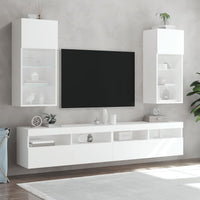 TV spintelė su LED lemputėmis, baltos spalvos, 40,5x30x90cm - Namų Idėja