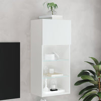 TV spintelė su LED lemputėmis, baltos spalvos, 40,5x30x90cm - Namų Idėja