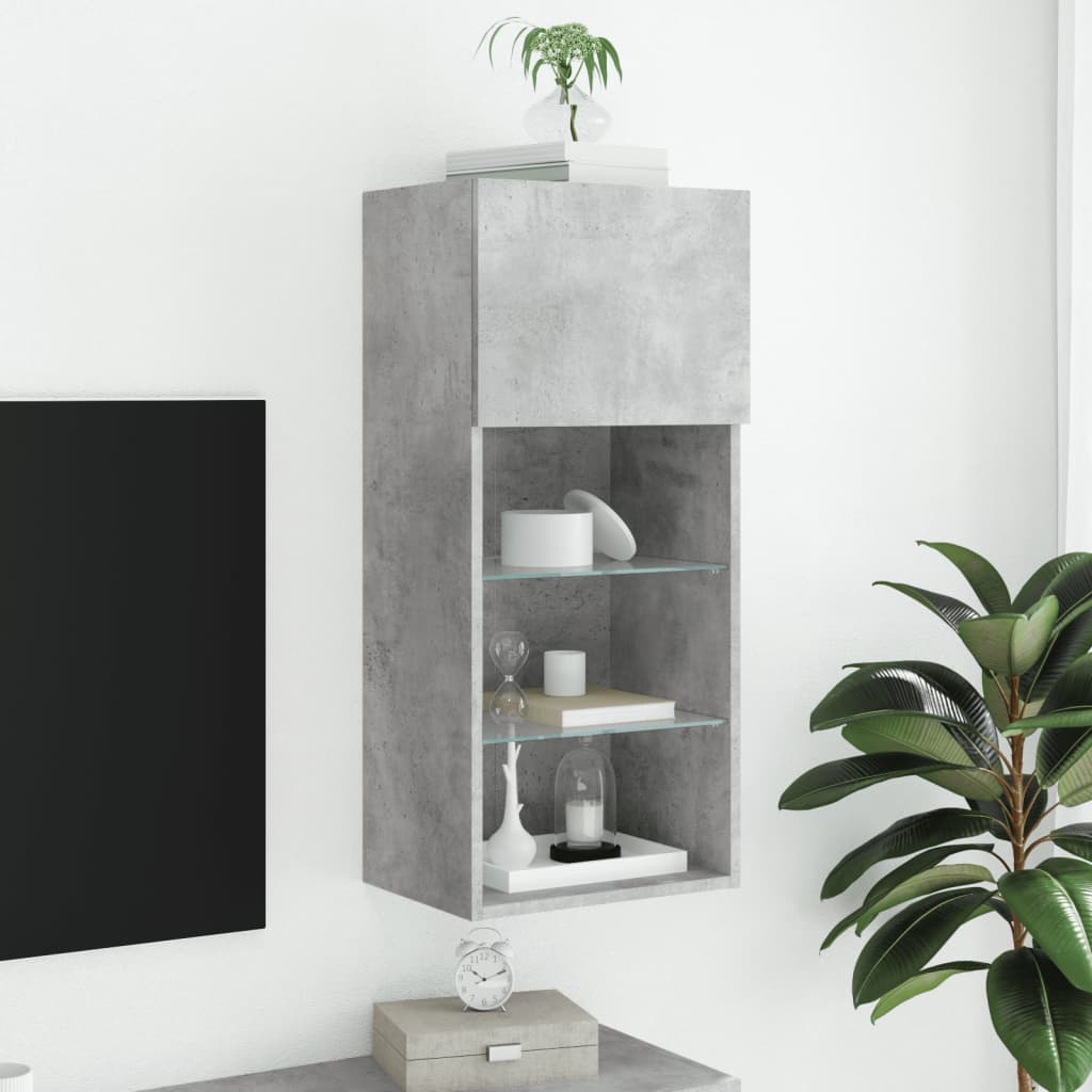 TV spintelė su LED lemputėmis, betono pilka, 40,5x30x90cm - Namų Idėja