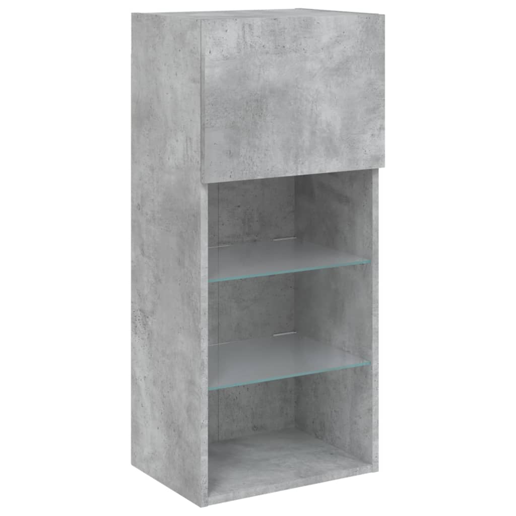 TV spintelė su LED lemputėmis, betono pilka, 40,5x30x90cm - Namų Idėja