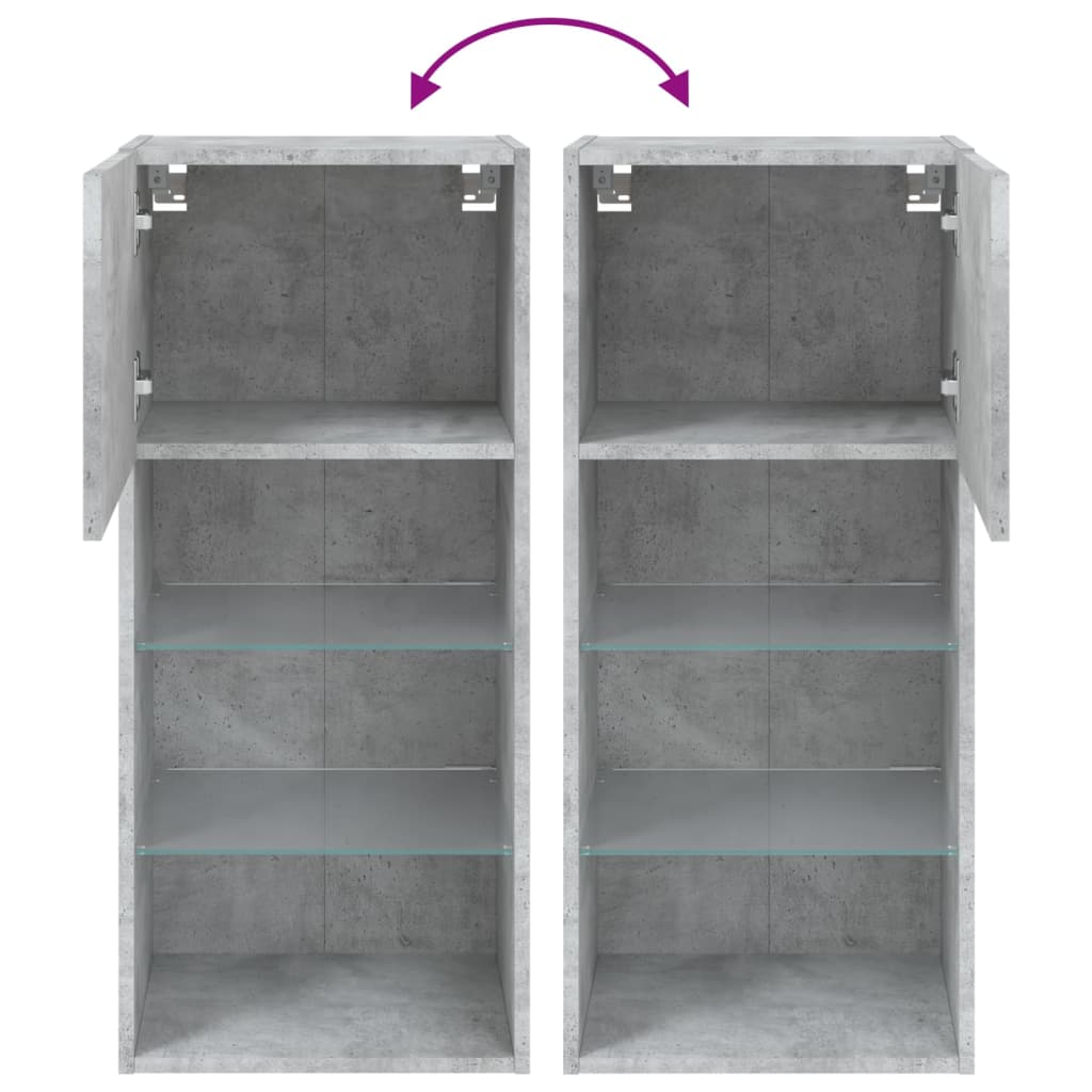 TV spintelė su LED lemputėmis, betono pilka, 40,5x30x90cm - Namų Idėja